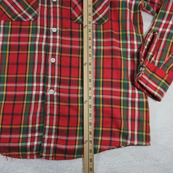 VTG ELY Flannel Shirt Mens L (16) Red Plaid Christmas Rancher Western Workwear - Picture 7 of 8